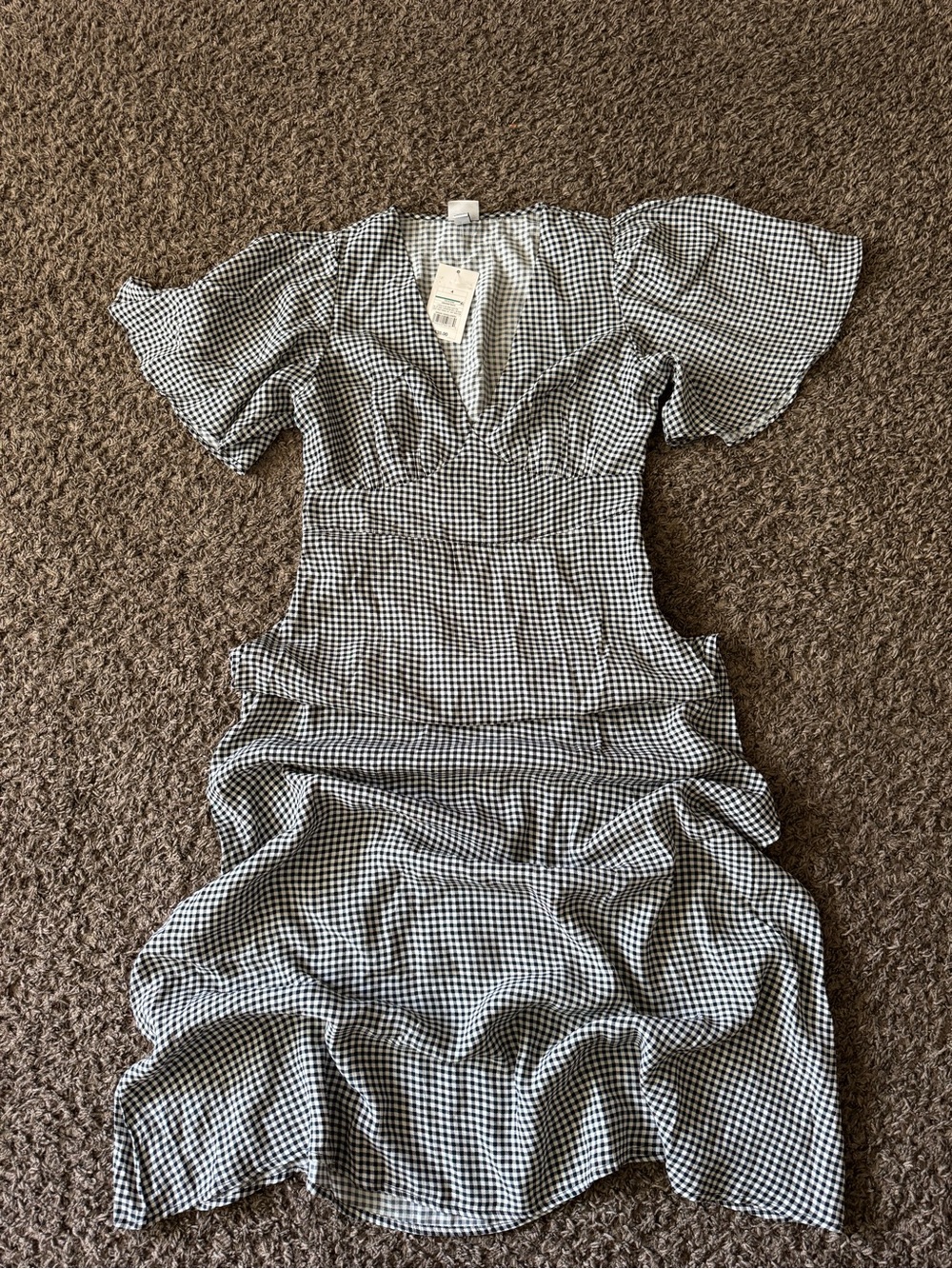 a new day Black and White Gingham V-Neck Dress